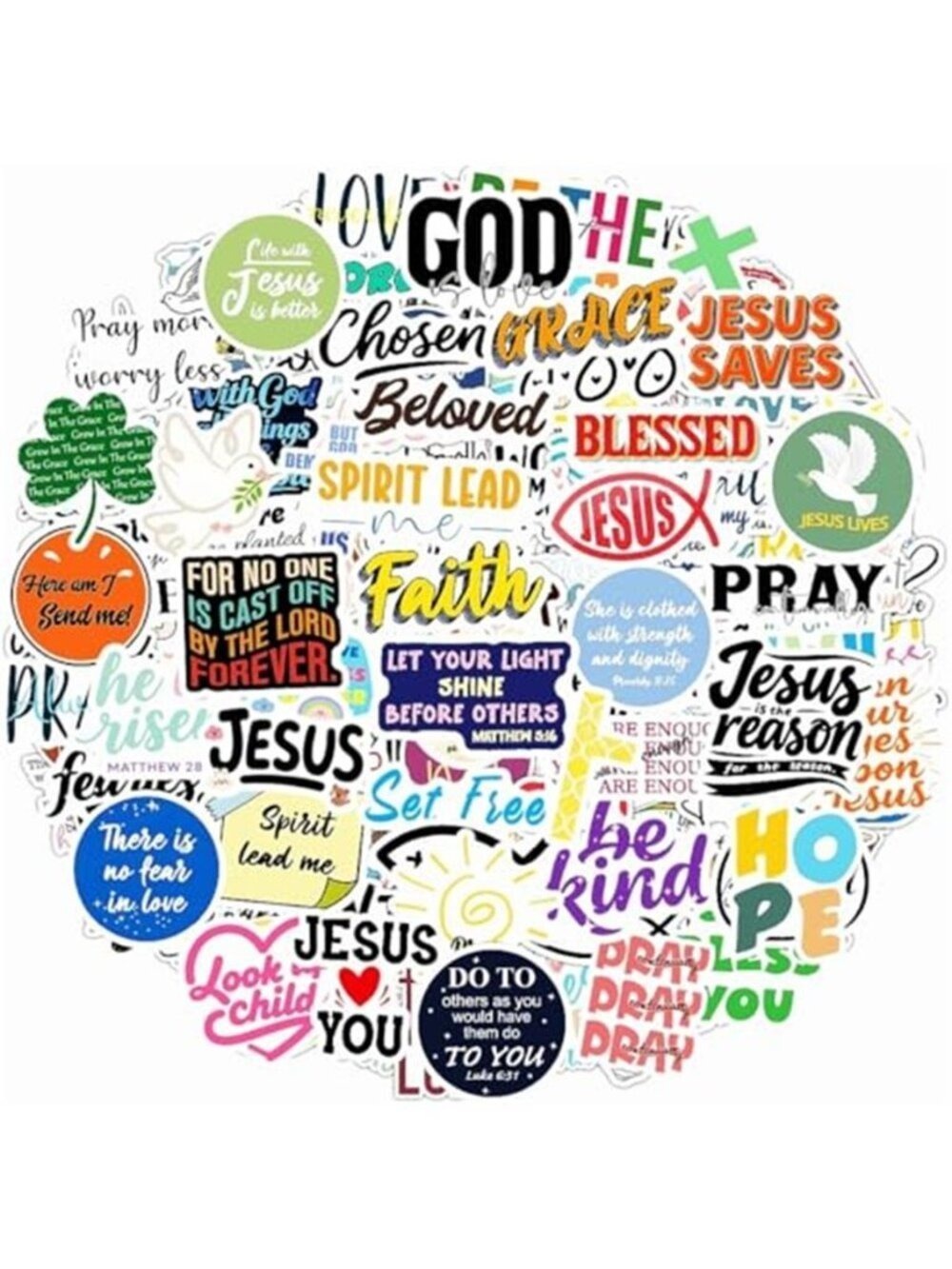 300PCS Inspirational Christian Jesus Bible Verse Stickers Gifts